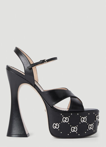Gucci Interlocking G Stud Platform Sandals Black guc0251160