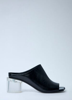 MM6 Maison Margiela Leather Mule with Transparent Block Heel Black mmm0264014
