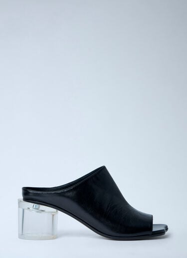 MM6 Maison Margiela Leather Mule with Transparent Block Heel Black mmm0264014