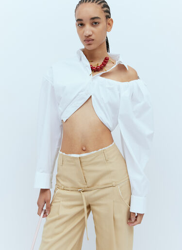 Jacquemus La Chemise Galliga Crop Shirt White jac0254019