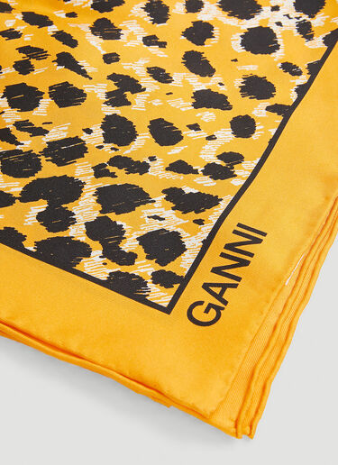 GANNI Leopard Print Silk Scarf Yellow gan0247074