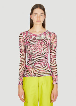 Collina Strada Cardio Animal Print Crewneck Top Pink cst0251010