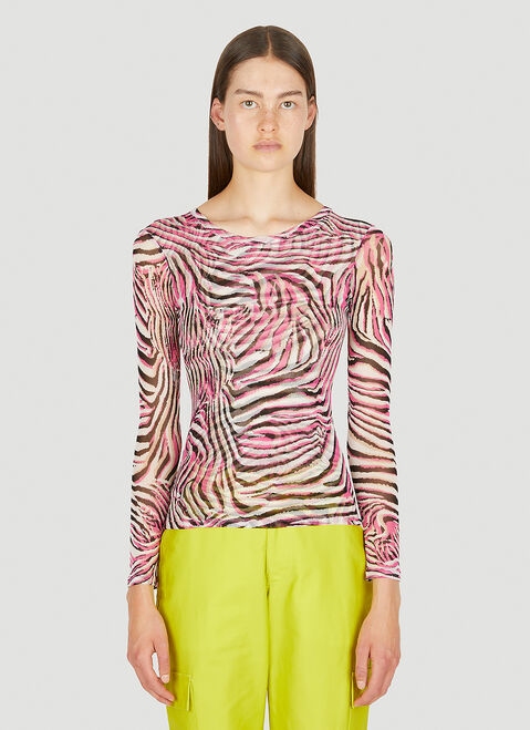 Collina Strada Cardio Animal Print Crewneck Top Blue cst0249015