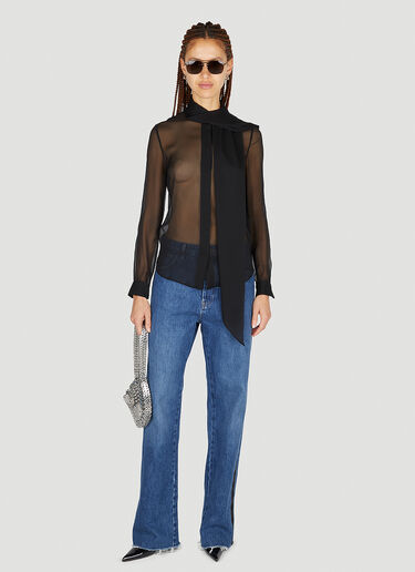 Saint Laurent 蝴蝶结系带衬衫 黑色 sla0251038