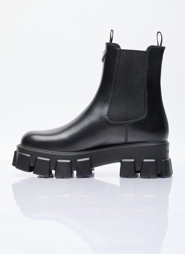 Prada Monolith Brushed Leather Boots Black pra0254021