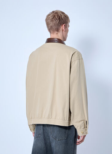 LN-CC® - Prada: Zip-Up Jacket with Contrast Collar - Beige Prada Zip-Up Jacket with Contrast Collar Beige pra0166201