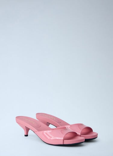 Prada Patent Leather Kitten Heel Mules Pink pra0264011