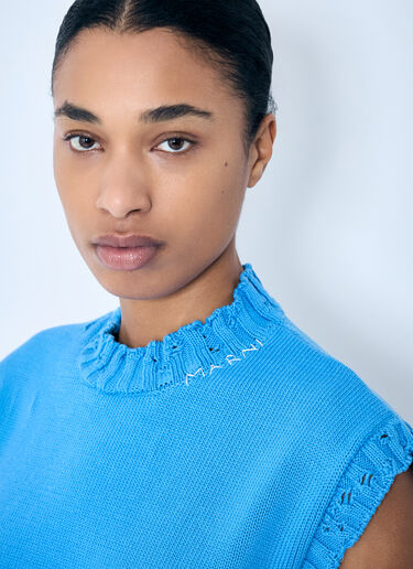 Marni Distressed Knit Vest Blue mni0259004