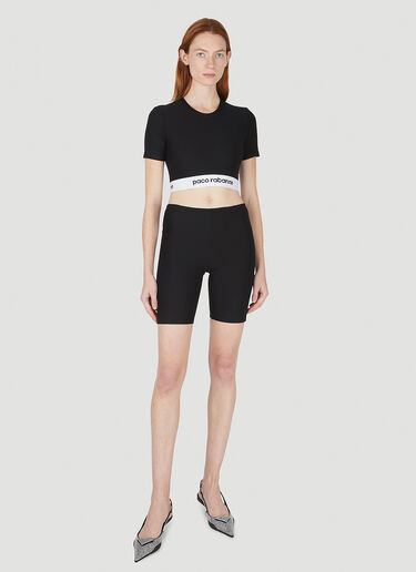 Rabanne Logo Tape Cropped Top Black pac0248006