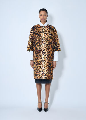 Prada Single-Breasted Leopard Print Drill Coat Brown pra0260066