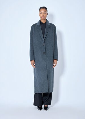 LN-CC® - RÓHE: Double-Faced Wool Long Coat - Grey RÓHE Double-Faced Wool Long Coat Grey roe0265021