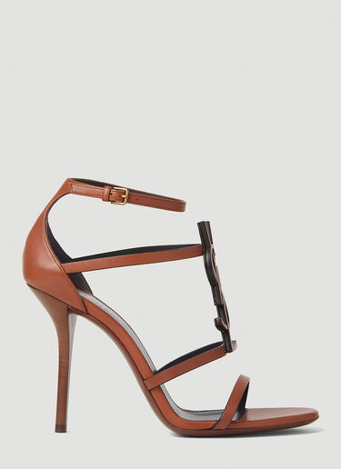 Saint Laurent Cassandra High Heel Sandals Brown sla0251168