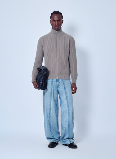 LN-CC® - MM6 Maison Margiela: Ribbed Zip-Up Sweater - Beige MM6 Maison Margiela Ribbed Zip-Up Sweater Beige mmm0165002