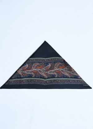 Saint Laurent Paisley Silk Square Scarf Blue sla0259046