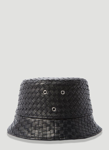 Bottega Veneta Intrecciato Leather Bucket Hat Black bov0253072