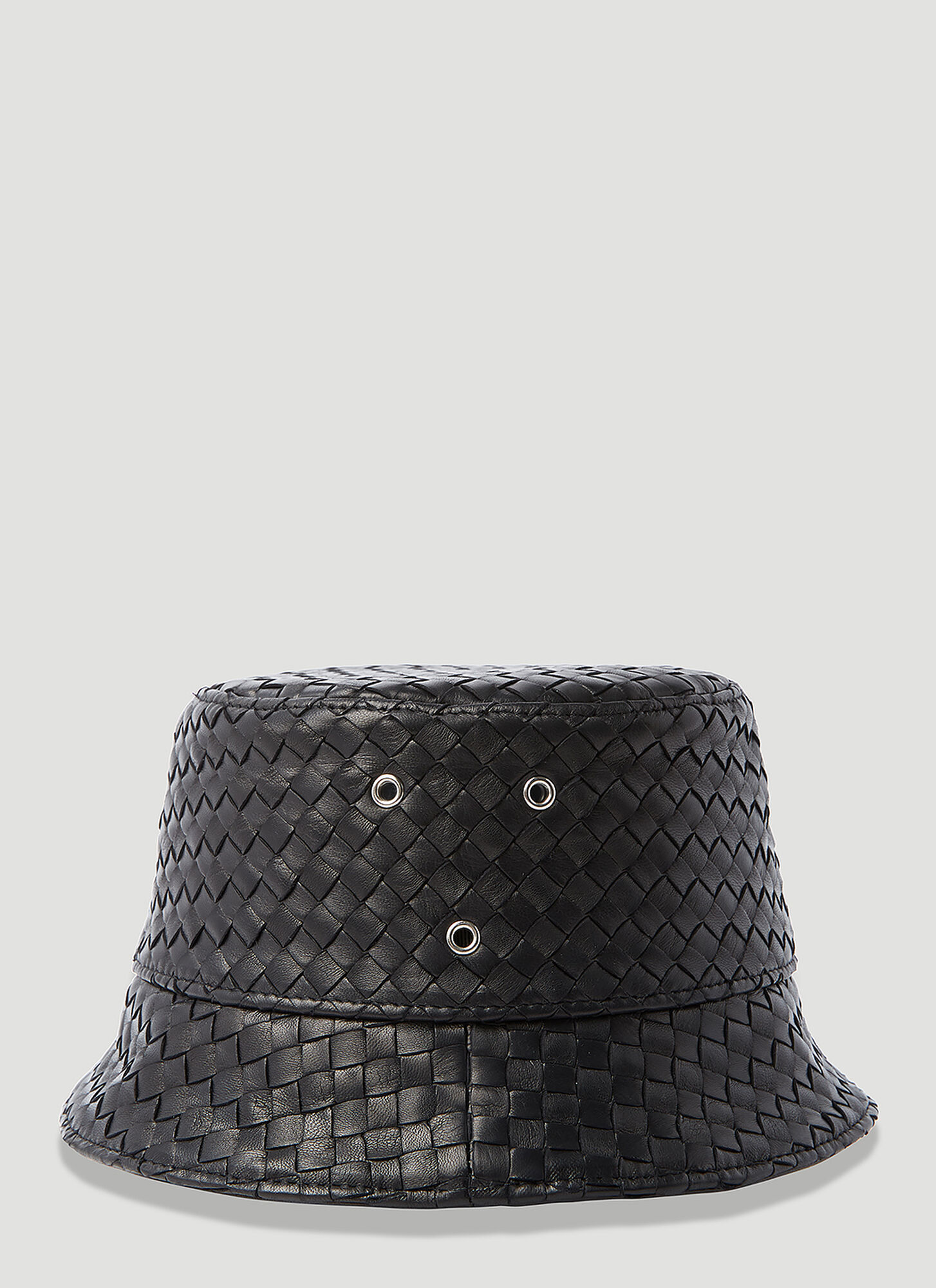 Shop Bottega Veneta Intrecciato Leather Bucket Hat In Black