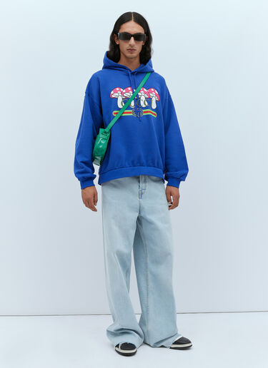 Gucci Mushroom Logo Hooded Sweatshirt Blue guc0153054