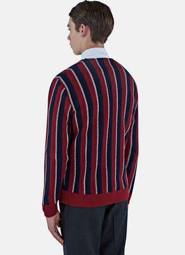 Saint Laurent Lamé Striped Knit Cardigan Red sla0126024