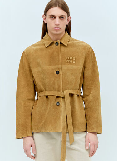 Miu Miu Belted Leather Jacket Camel miu0156009