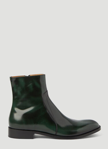 Maison Margiela Waxed Leather Ankle Boots Green mla0145021