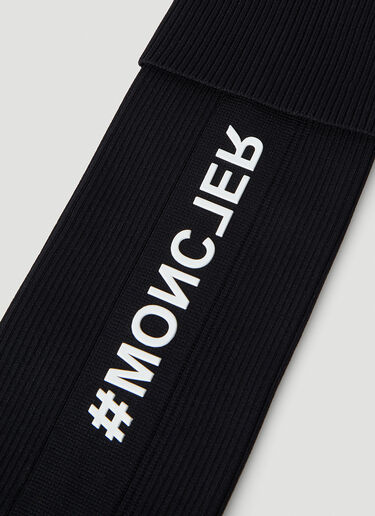 9 Moncler DYNAMIC Logo Print Leg Warmers Black mdn0148009