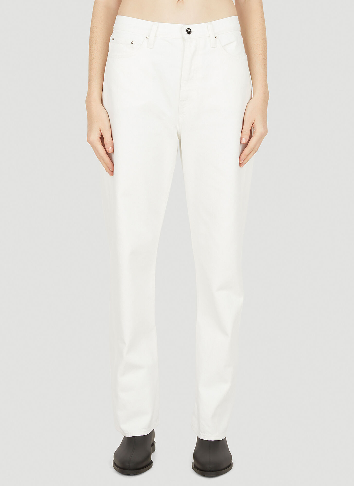 Shop Totême Twisted Seam Jeans In White