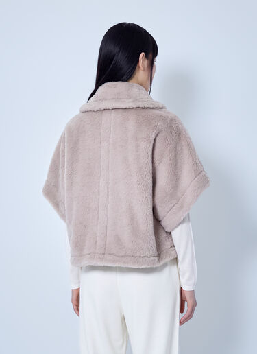 LN-CC® - Max Mara: Alpaca and Wool Teddy Fabric Boxy Cape - Beige Max Mara Alpaca and Wool Teddy Fabric Boxy Cape Beige max0266084
