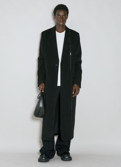 Ann Demeulemeester Straight Wool Tailored Coat Black ann0154010