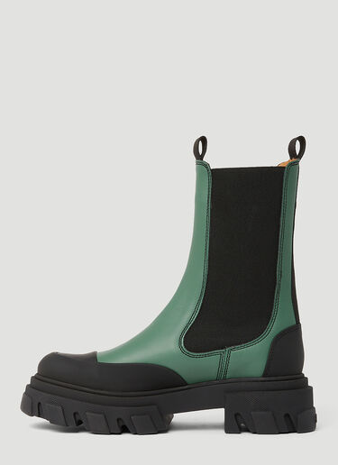 GANNI Mid Calf Chelsea Boots Green gan0249061