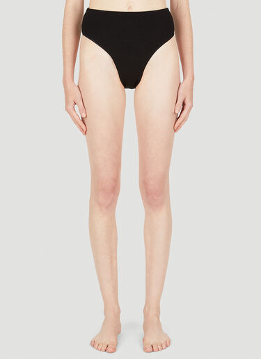 Ziah 90s High Waisted Bouclê Bikini Bottoms Black zia0249013