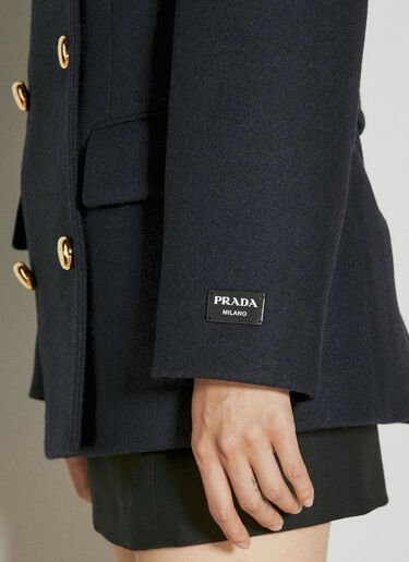 Prada Double-Breasted Wool Jacket Navy pra0254002