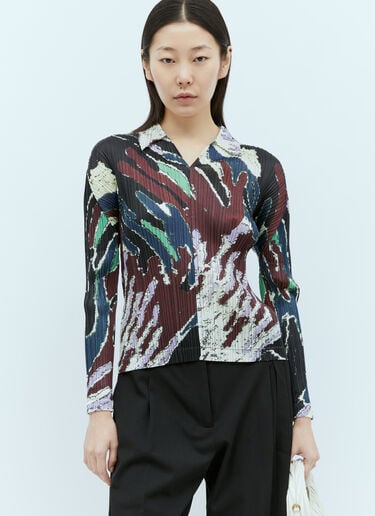 Pleats Please Issey Miyake Frosty Forest Collar Shirt Multicolour plp0255004