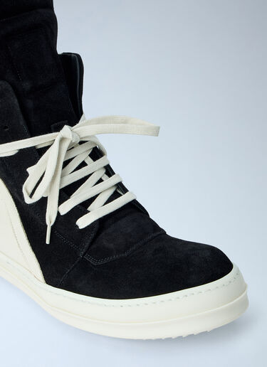 LN-CC® - Rick Owens: High-Top Suede Geobasket Sneakers - Black Rick Owens High-Top Suede Geobasket Sneakers Black ric0165014