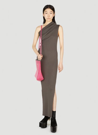 Rick Owens Asymmetric One Shoulder Maxi Dress Grey ric0251039