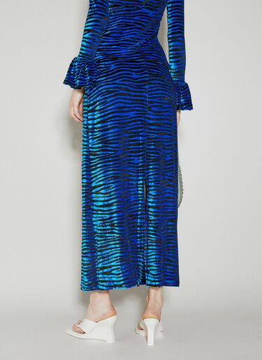 Rabanne Velvet Zebra Print Skirt Blue pac0253022