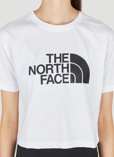 The North Face 로고 프린트 크롭 티셔츠 화이트 tnf0250006