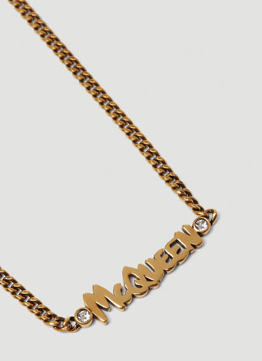 Alexander McQueen Graffiti Logo Double Layer Necklace Gold amq0249098