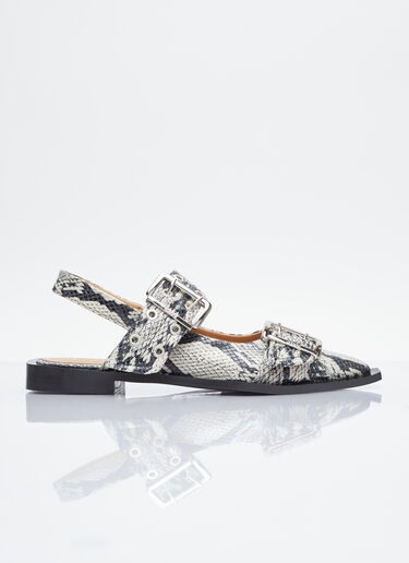 GANNI Chunky Buckle Ballerina Flats Grey gan0254029