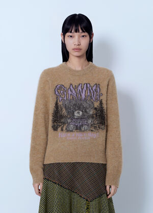 GANNI Brushed Alpaca Teddy Sweater Camel gan0266032
