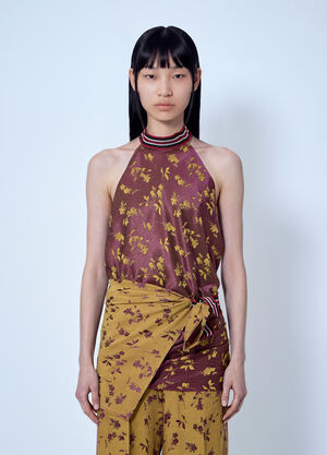Dries Van Noten Halter Neck Floral Blouse Purple dvn0266010