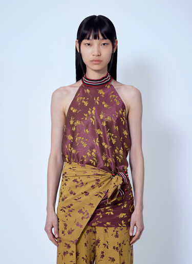 Dries Van Noten Halter Neck Floral Blouse Purple dvn0266010