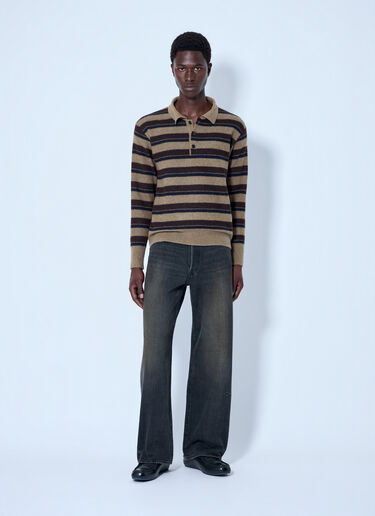 LN-CC® - ssstein: Knit Stripe Polo - Brown ssstein Knit Stripe Polo Brown sss0164010