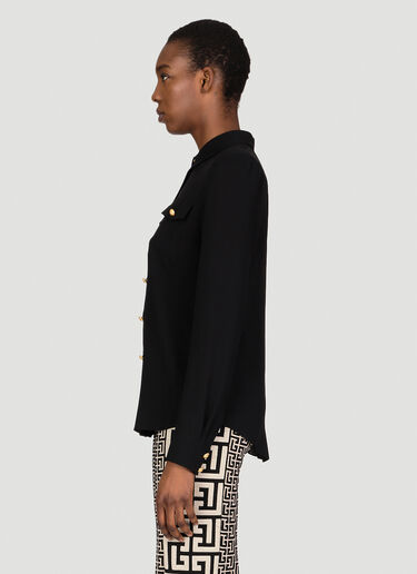 Shoulder Pad Silk Shirt Balmain Shoulder Pad Silk Shirt Black bln0253017