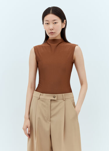 Sportmax 闪亮莱卡连体紧身衣 棕色 spx0257007