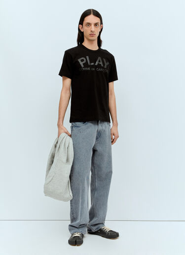 Comme Des Garçons PLAY 로고 프린트 티셔츠 블랙 cpl0356006