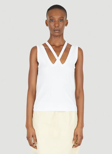 MM6 Maison Margiela V넥 탱크탑 화이트 mmm0248010