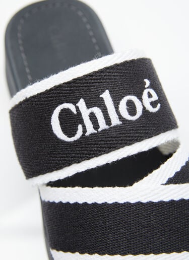 Chloé Logo Embroidery Platform Slides Black chl0255025