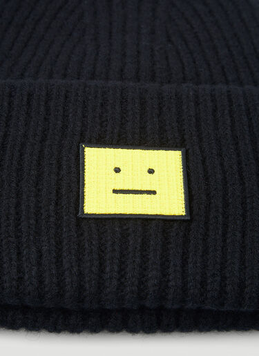 Acne Studios Face Logo Patch Beanie Hat Black acn0145011