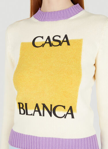Casablanca Embroidered Colour Block Sweater Cream cbl0247003