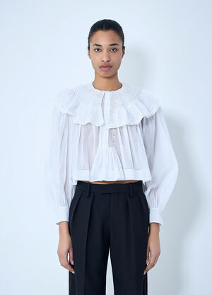 Chloé Cotton Blouse with Ruffled Collar White chl0263020